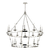 William Two-Tier Ring Chandelier 47", Polished Nickel