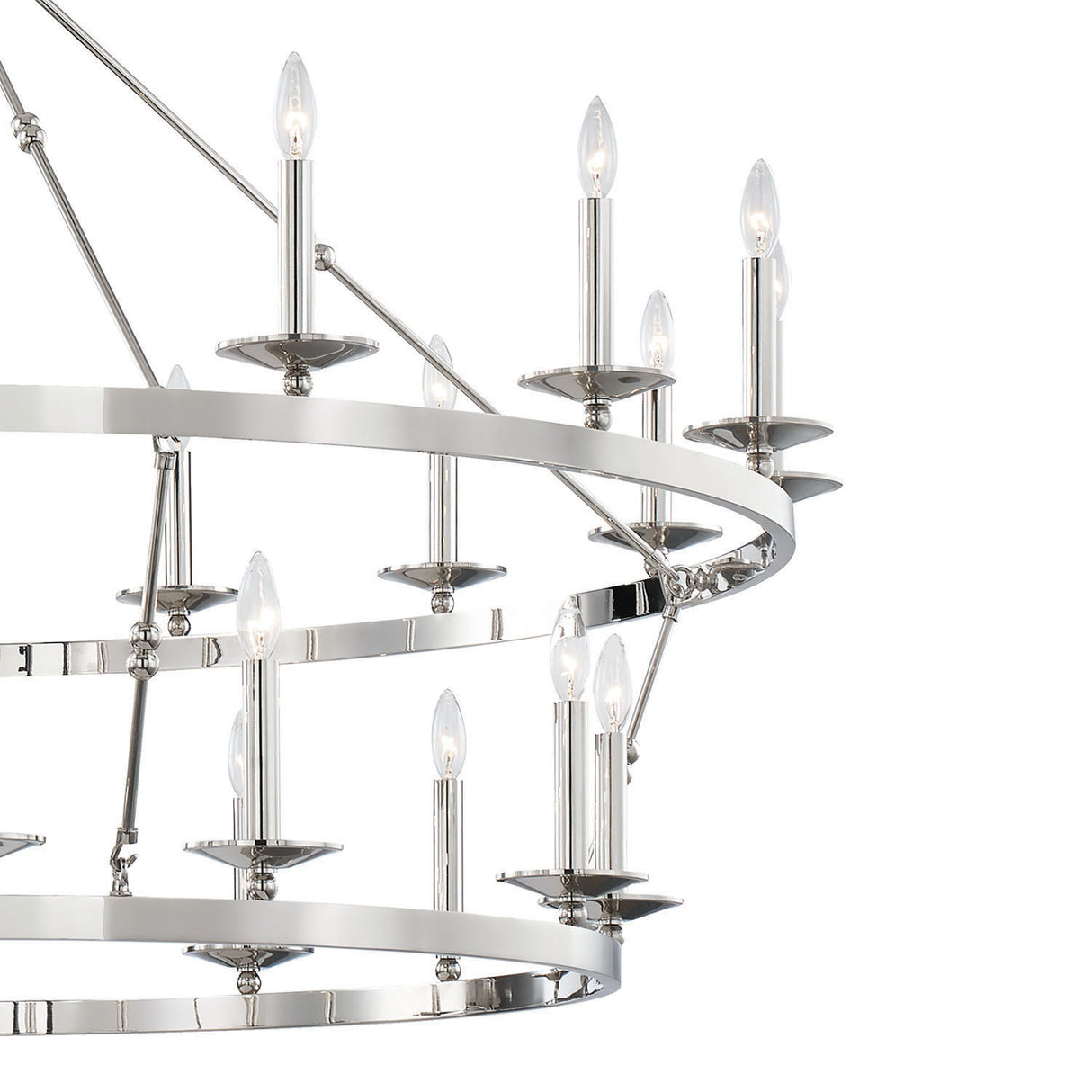 William Two-Tier Ring Chandelier 58", Polished Nickel