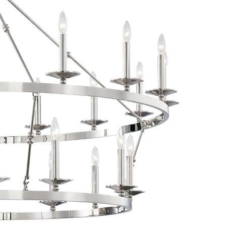 William Two-Tier Ring Chandelier 58", Polished Nickel