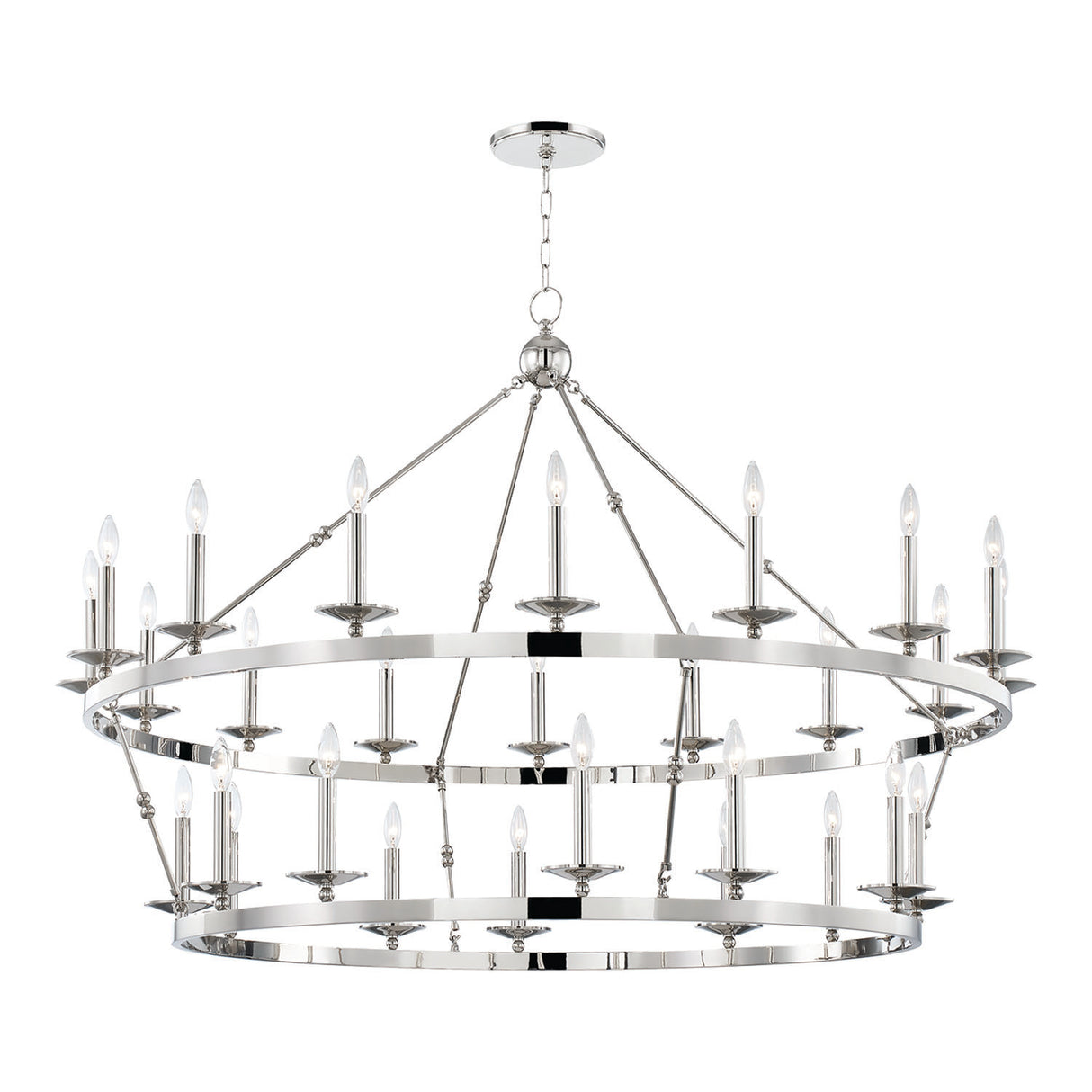 William Two-Tier Ring Chandelier 58", Polished Nickel