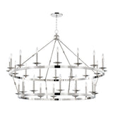 William Two-Tier Ring Chandelier 58", Polished Nickel