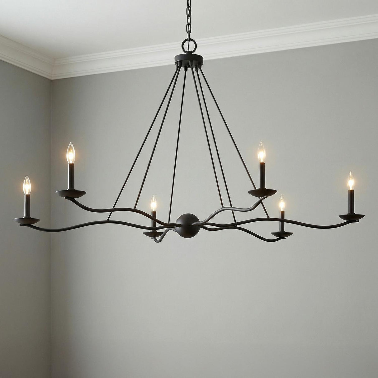 Tamsin 6 Light Chandelier 53", Forged Iron