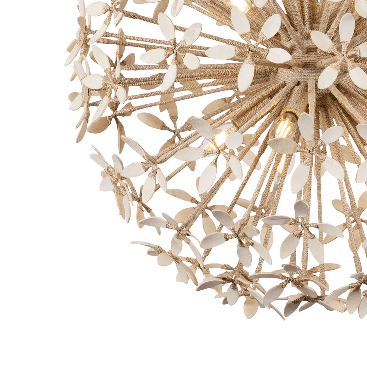 Genevieve Chandelier 30", Natural Rope and Coco Shells