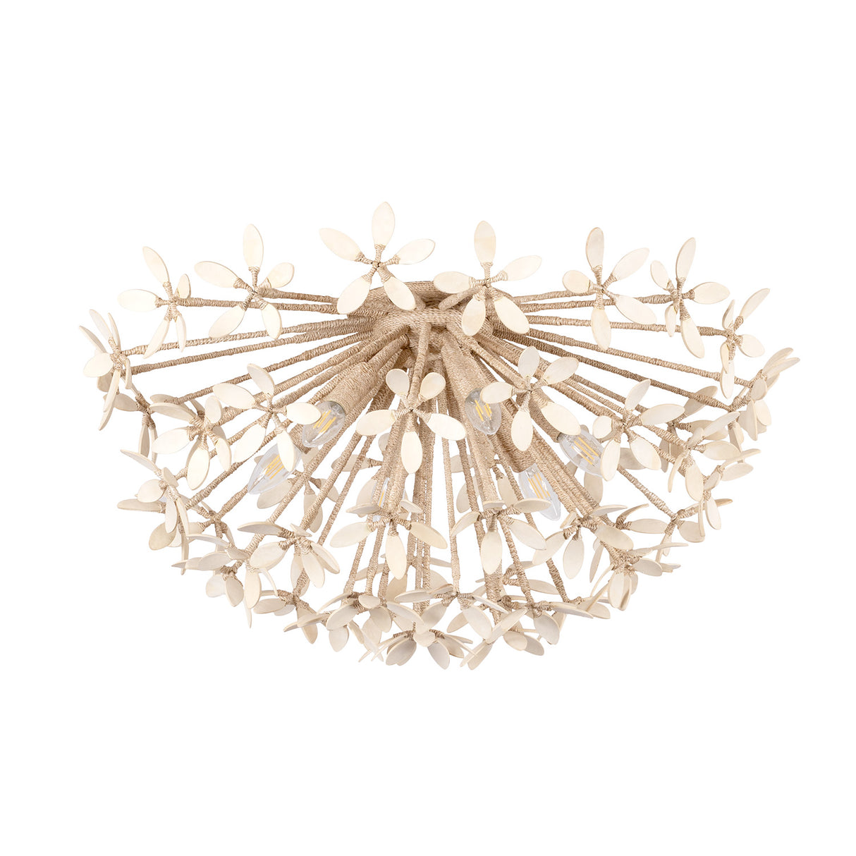 Genevieve Semi-Flush 30", Natural Rope and Coco Shells