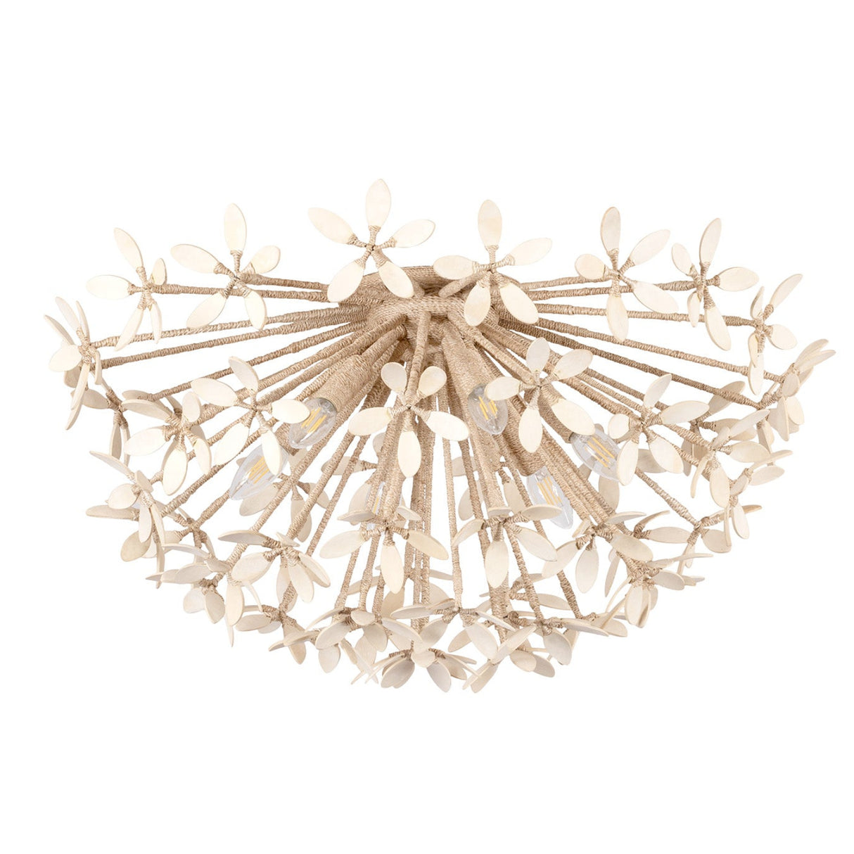 Genevieve Extra Large Semi-Flush 30", Natural Rope and Coco Shells