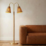 Rhiannon Floor Lamp 60", Aged Brass and Rattan