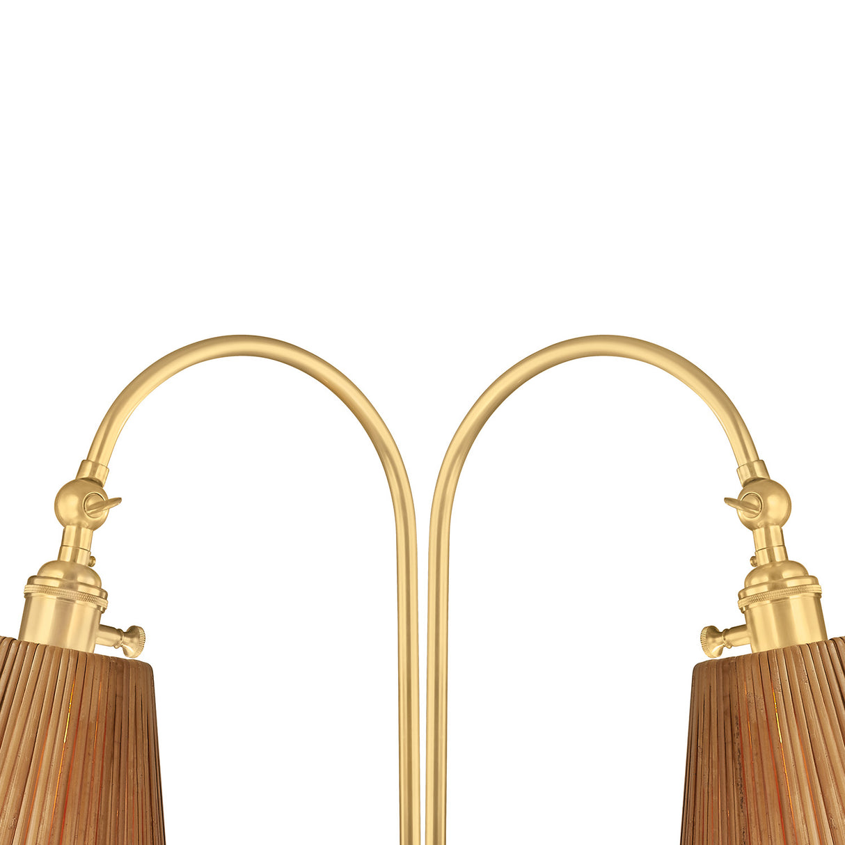 Rhiannon Floor Lamp, Aged Brass and Rattan