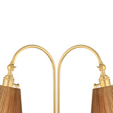 Rhiannon Floor Lamp, Aged Brass and Rattan