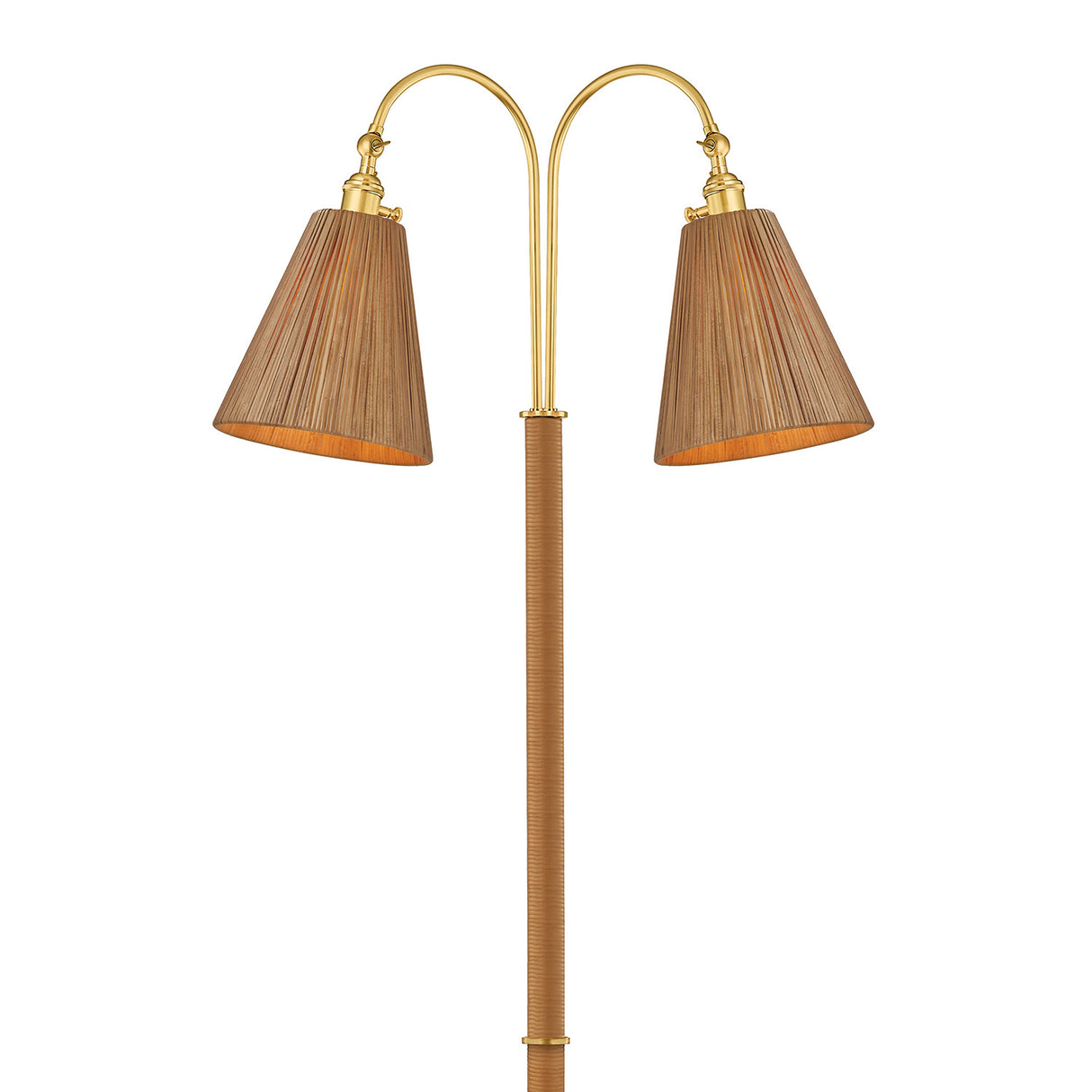 Rhiannon Floor Lamp, Aged Brass and Rattan