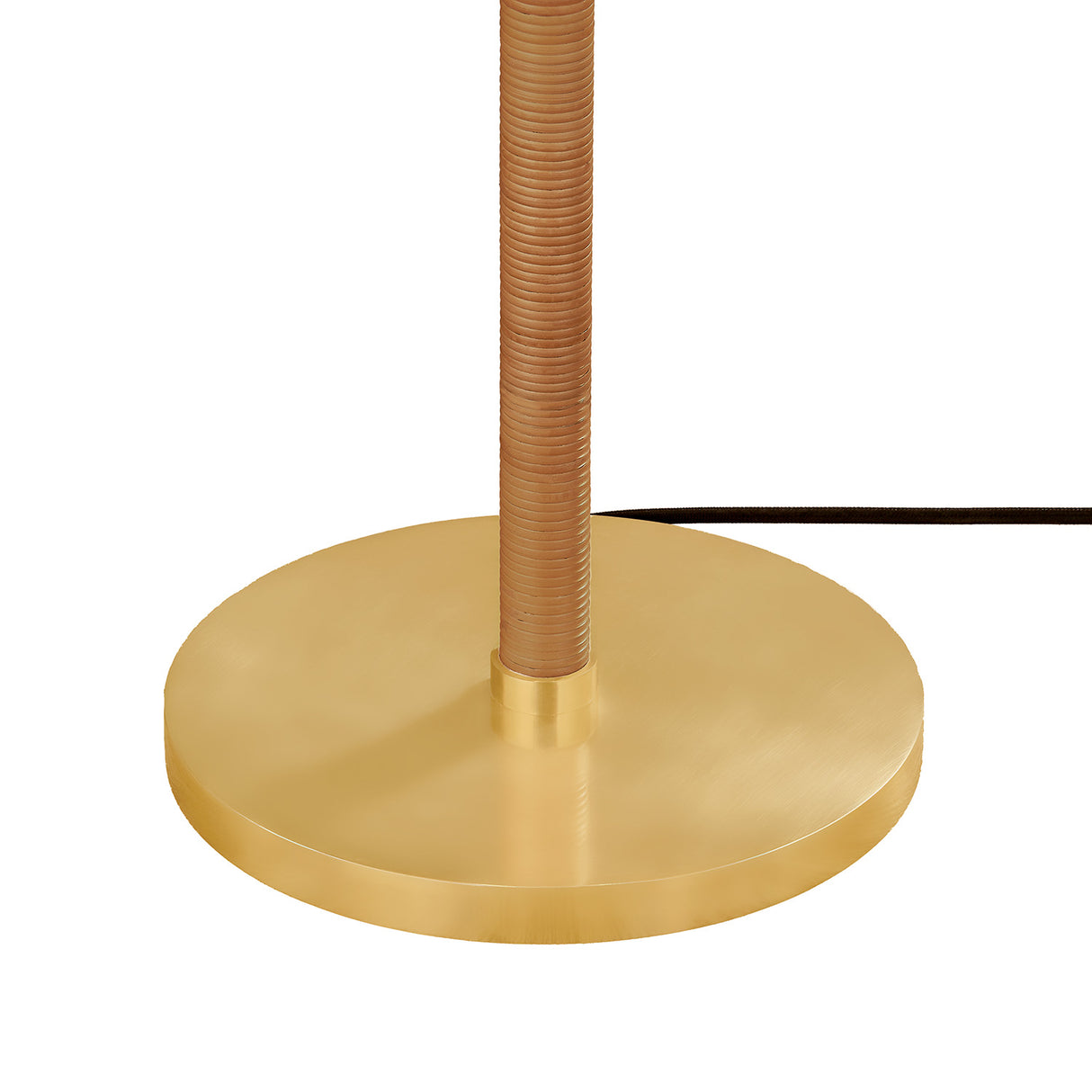 Rhiannon Floor Lamp, Aged Brass and Rattan