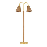 Rhiannon Floor Lamp, Aged Brass and Rattan