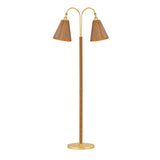 Rhiannon Floor Lamp, Aged Brass and Rattan