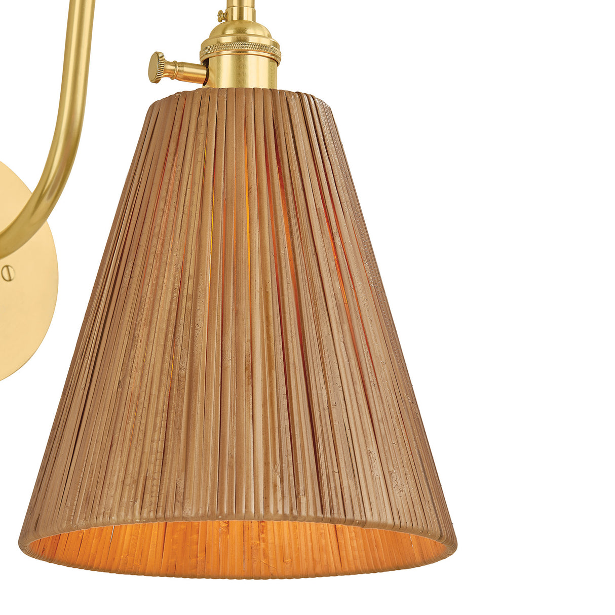 Rhiannon Wall Sconce 16", Aged Brass and Rattan