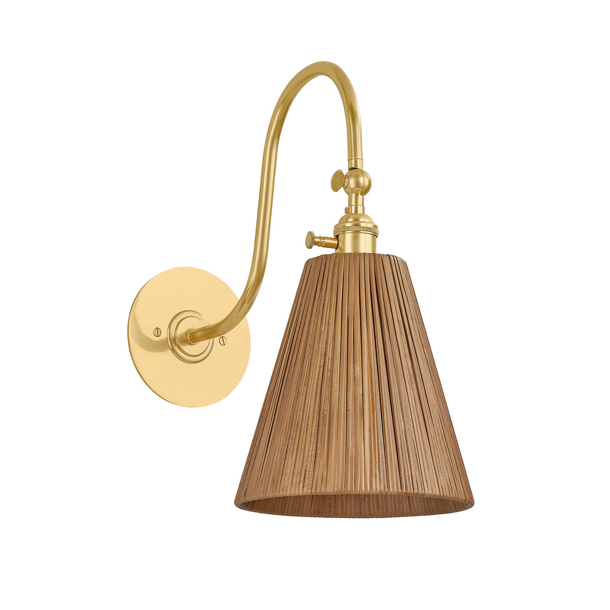 Rhiannon Wall Sconce 16", Aged Brass and Rattan