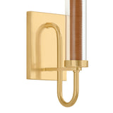 Esther Wall Sconce 14", Aged Brass with Rattan Accents