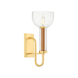 Esther Wall Sconce 14", Aged Brass with Rattan Accents