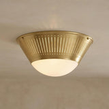 Shirley Flush Mount 14", Aged Brass with Art Glass