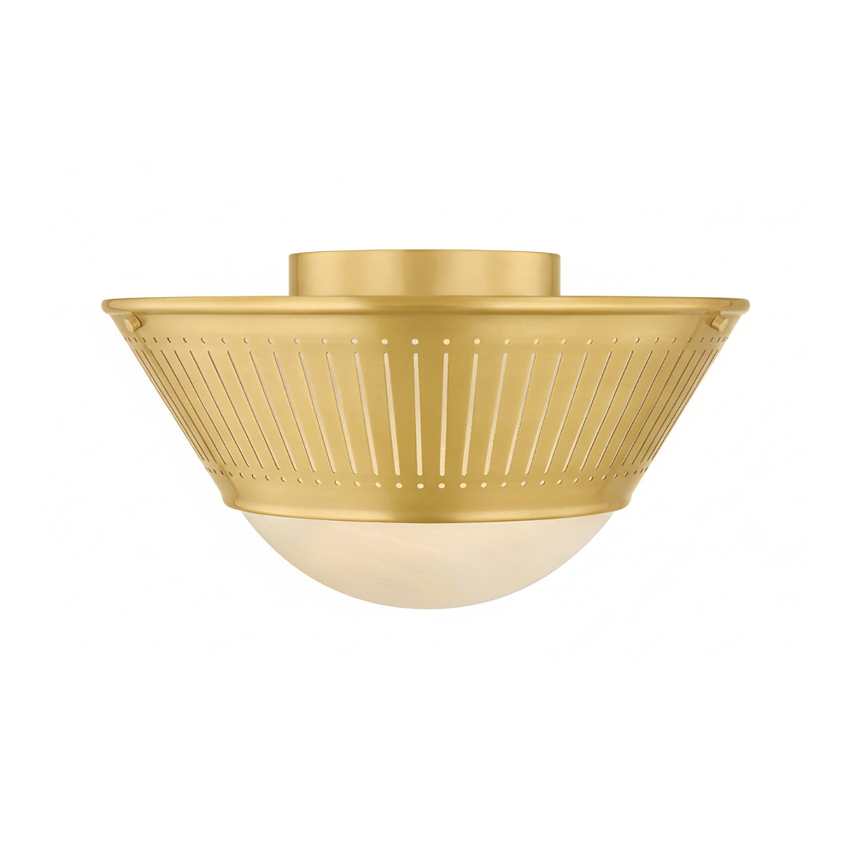 Shirley Flush Mount 14", Aged Brass with Art Glass