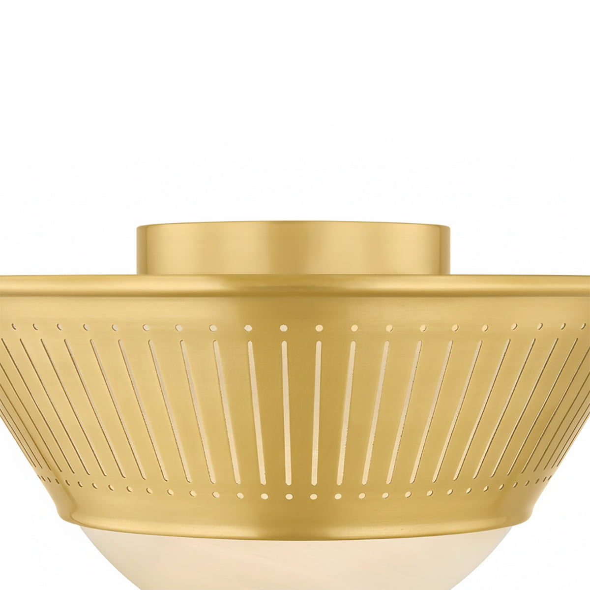 Shirley Flush Mount 14", Aged Brass with Art Glass