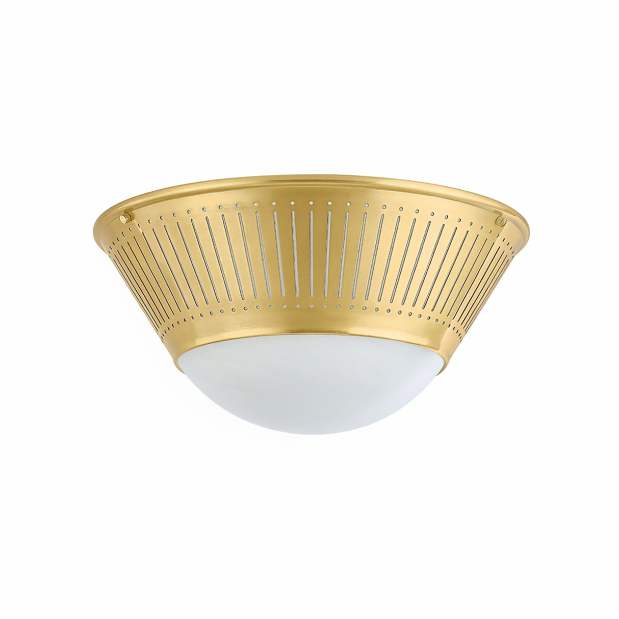 Shirley Flush Mount 14", Aged Brass with Art Glass