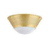 Shirley Flush Mount 14", Aged Brass with Art Glass