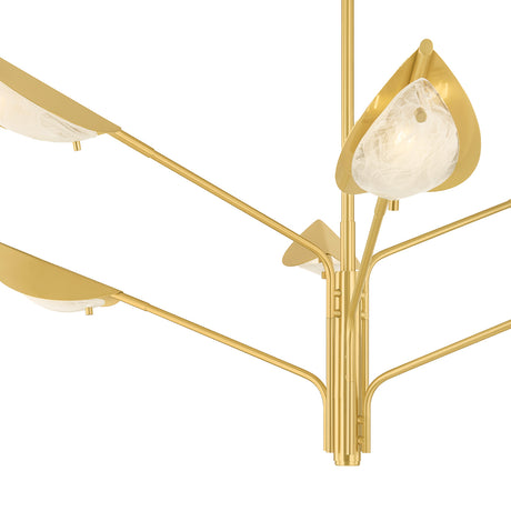 Gabrielle 6 Light Chandelier 54", Aged Brass with Art Glass