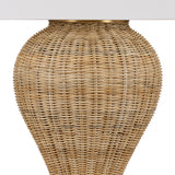 Josephine Table Lamp, Woven Wicker with Aged Brass Accents