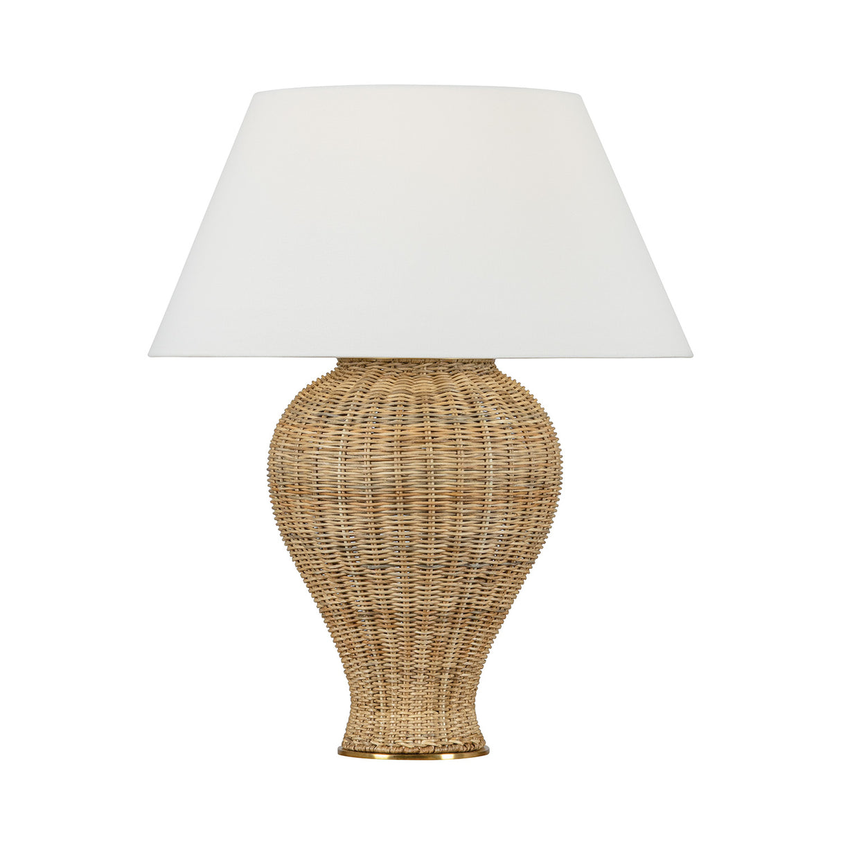 Josephine Table Lamp, Woven Wicker with Aged Brass Accents