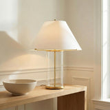 Elena Table Lamp 30", Aged Brass and Clear Glass