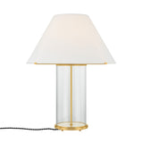 Elena Table Lamp, Aged Brass and Clear Glass