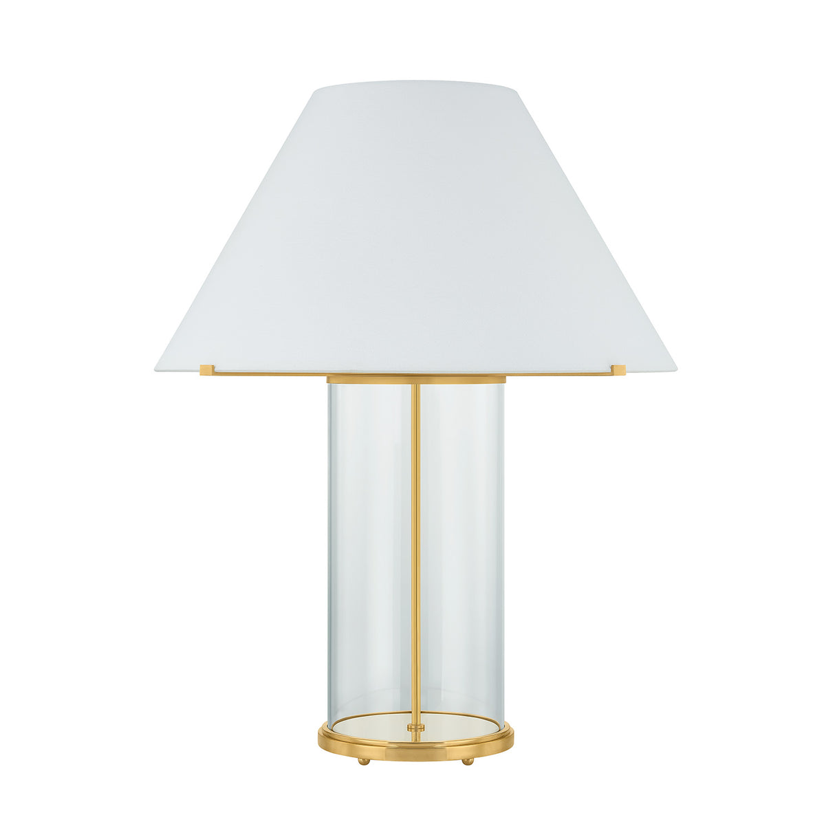Elena Table Lamp, Aged Brass and Clear Glass