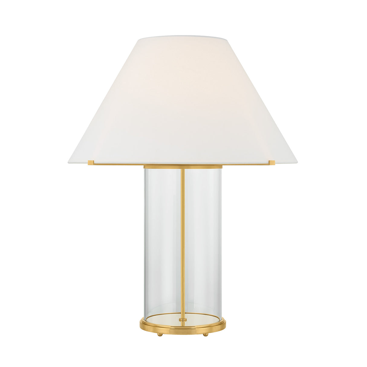 Elena Table Lamp, Aged Brass and Clear Glass