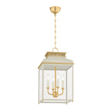 Harriet Lantern Pendant 13", Off White and Aged Brass