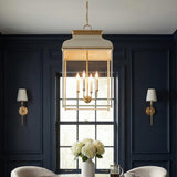 Harriet Lantern Pendant 19", Off White and Aged Brass