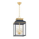 Harriet Lantern Pendant 13", Midnight Blue and Aged Brass
