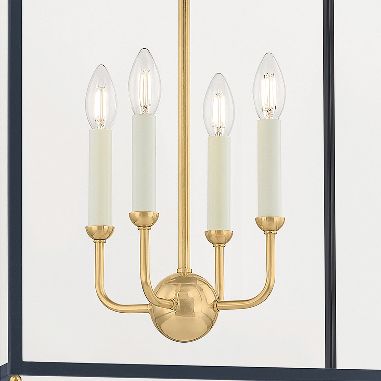 Harriet Lantern Pendant 19", Midnight Blue and Aged Brass