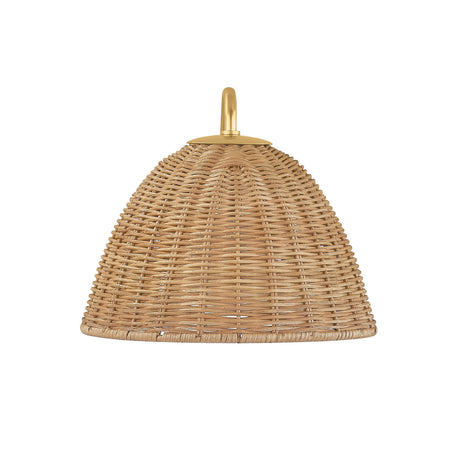 Karina Wall Sconce 8", Woven Wicker and Aged Brass
