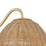 Karina Wall Sconce 8", Woven Wicker and Aged Brass