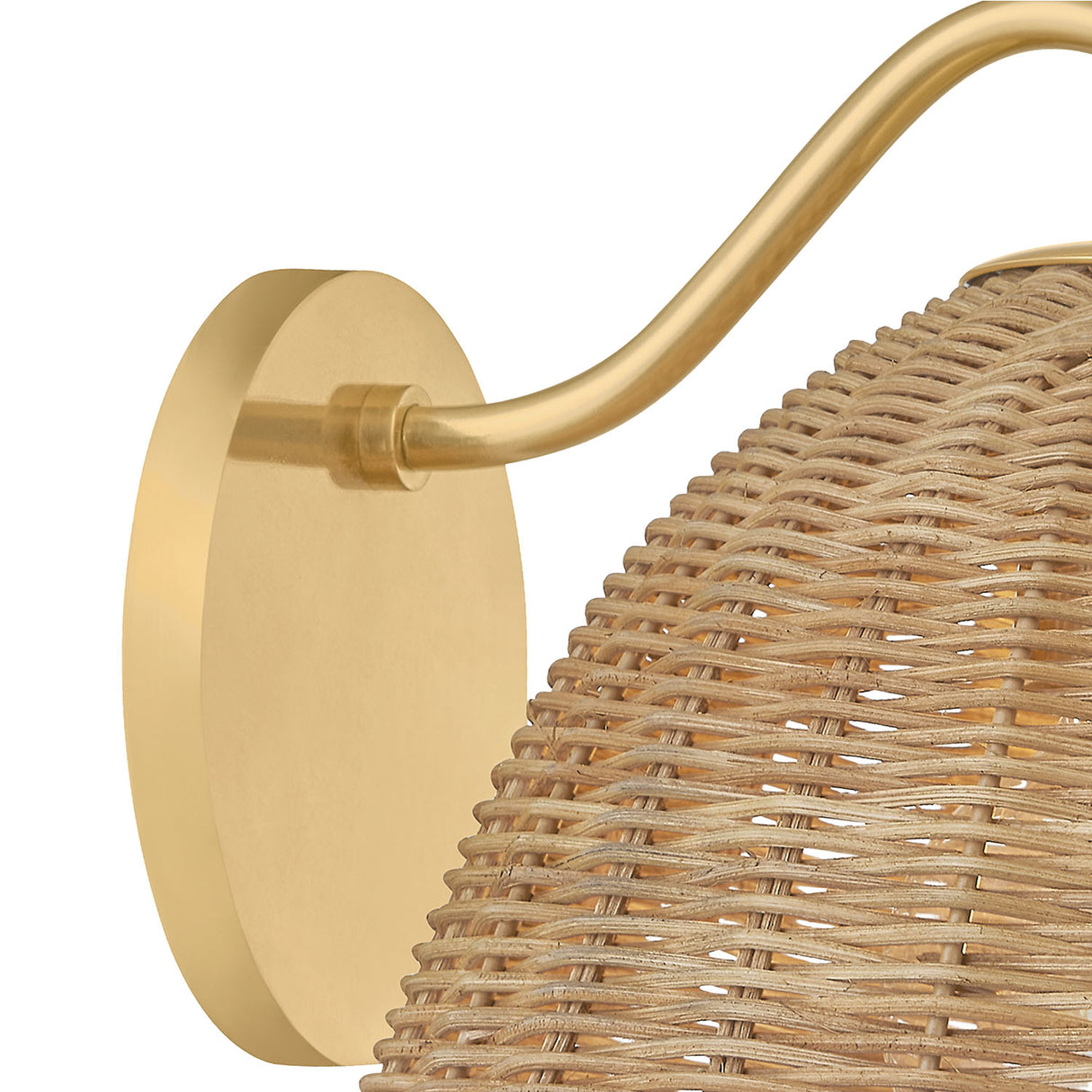 Karina Wall Sconce 8", Woven Wicker and Aged Brass