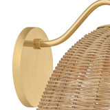 Karina Wall Sconce 8", Woven Wicker and Aged Brass