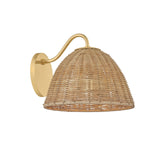 Karina Wall Sconce 8", Woven Wicker and Aged Brass