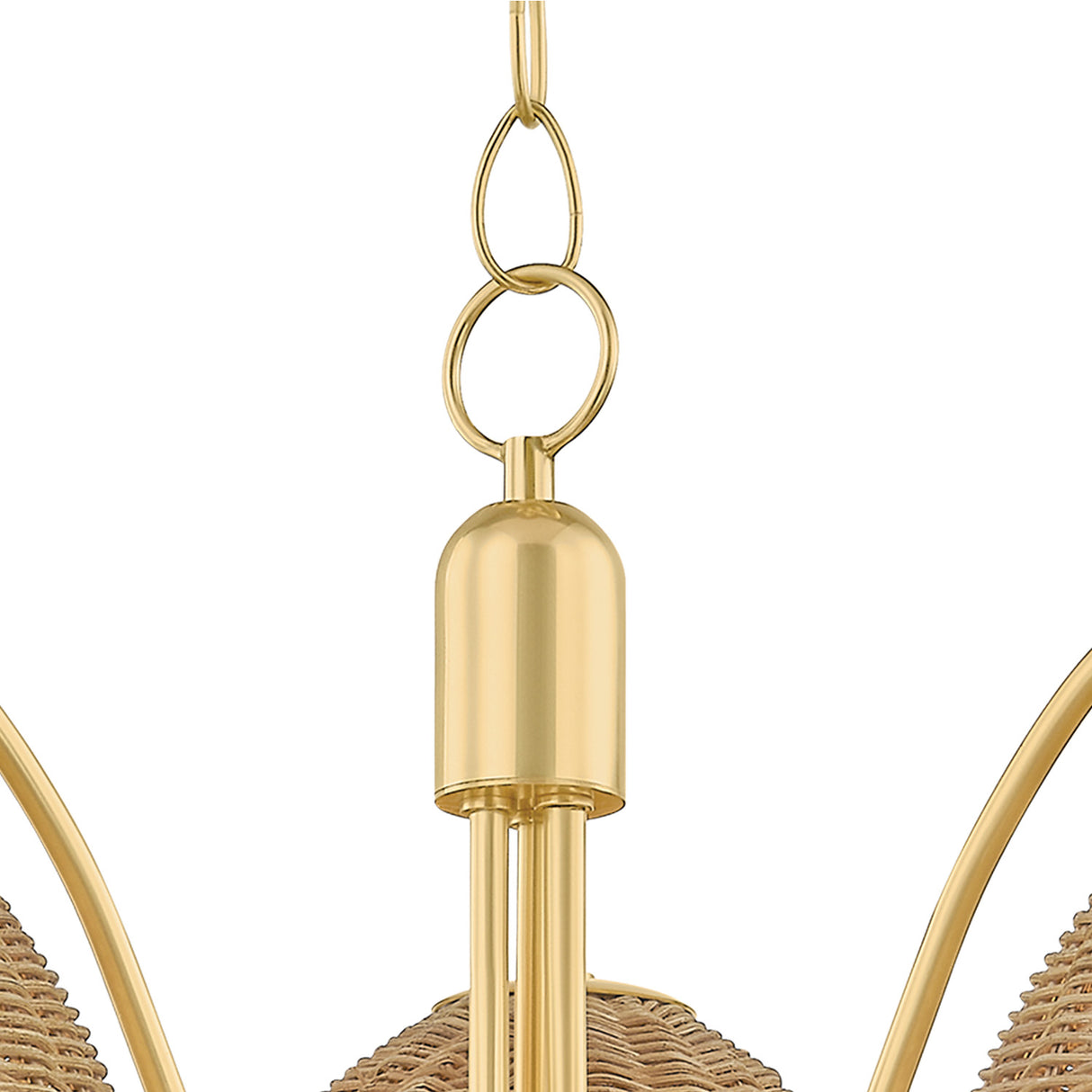 Karina 3 Light Chandelier 28", Woven Wicker and Aged Brass