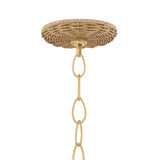 Karina 5 Light Chandelier 38", Woven Wicker and Aged Brass