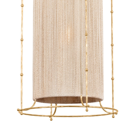 Valerie Pendant 20", Gold Leaf and Natural Rope