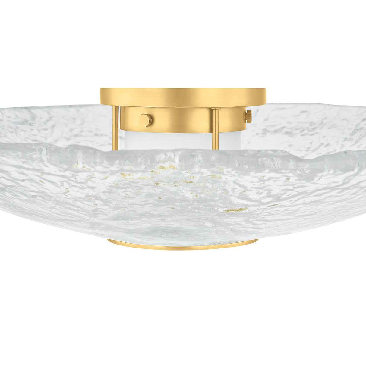 Verne LED Flush Mount 20", Aged Brass and Piastra Glass