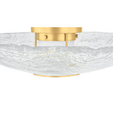 Verne LED Flush Mount 20", Aged Brass and Piastra Glass