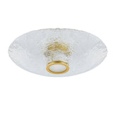 Verne LED Flush Mount 20", Aged Brass and Piastra Glass