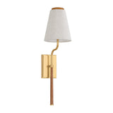 Cameron Wall Sconce 25", Aged Brass with Rattan Accents