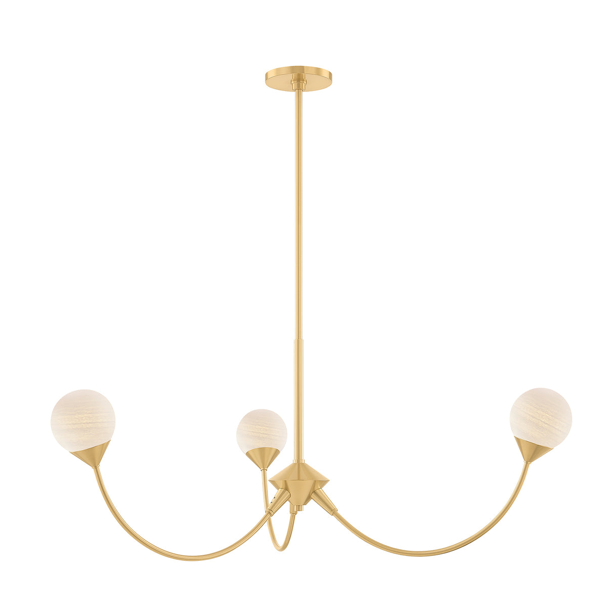 Isabella 3 Light Chandelier 36", Aged Brass with Art Glass