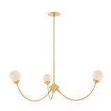 Isabella 3 Light Chandelier 36", Aged Brass with Art Glass